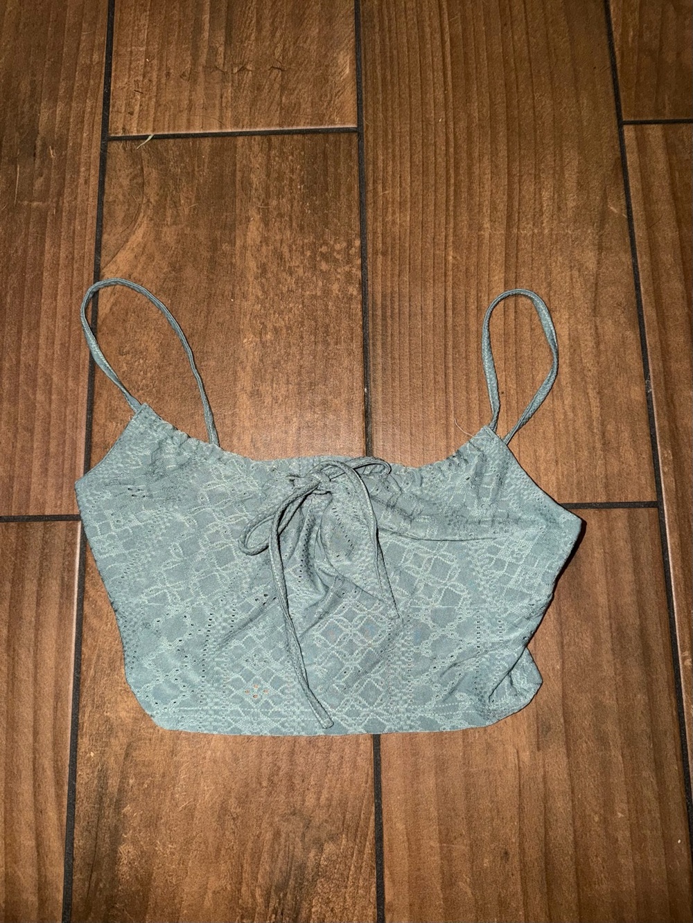 Lace-Detail Sage Crop Cami Top